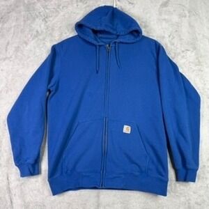 Carhartt Full Zip Hoodie Royal Blue Hooded Sweatshirt Mens